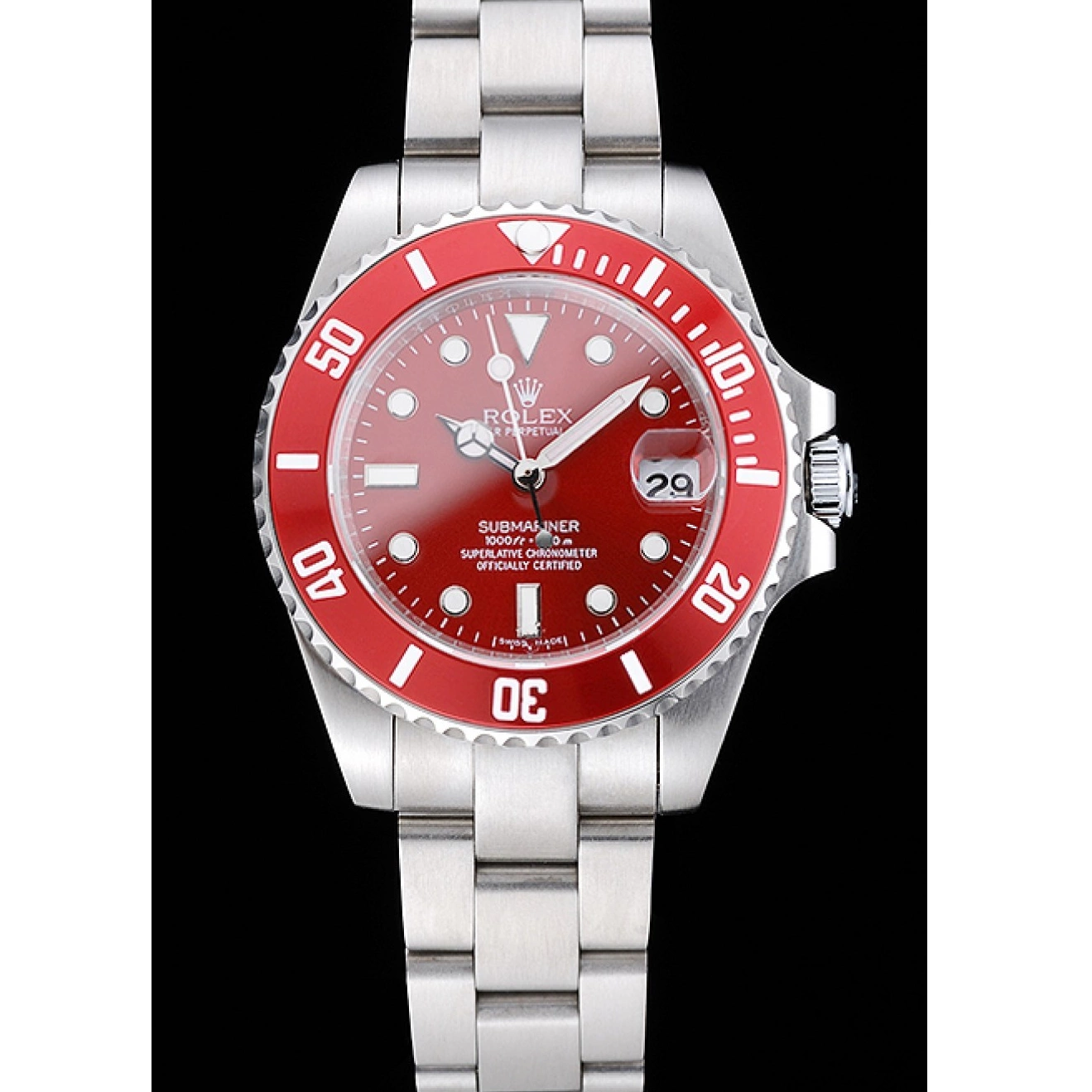 Aaa replica watch Dial Red Submariner Stainless Bracelet 1454154 Steel Rolex 0723